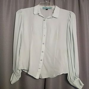 Mimi Plange Seafoam Buttondown with Balloon Sleeve
